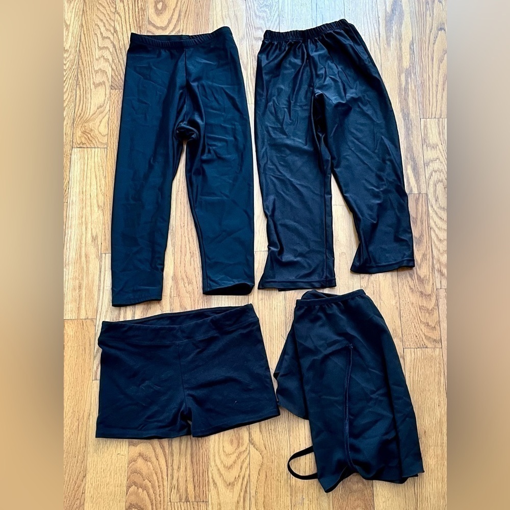 Revolution & Ovation Black Dancewear Bundle | 4pc Lot Capri Shorts Skirt Adult S